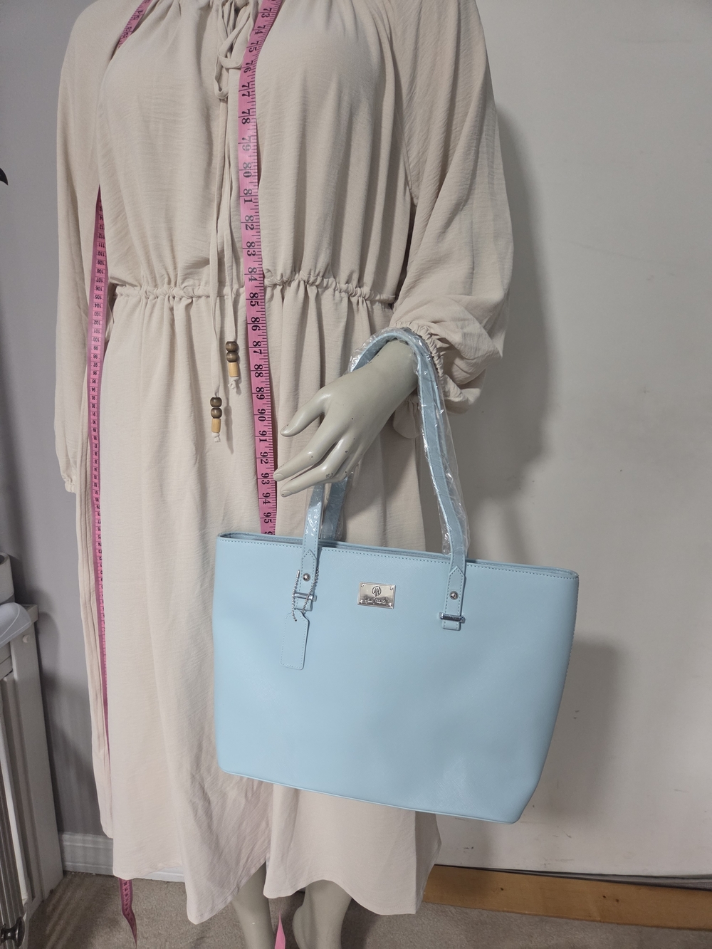 NEW Classic Light Blue Tote Bag with Top Handles